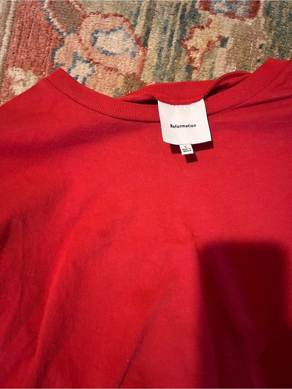 Reformation Cropped Boxy Crewneck Top in sun-dried tomato -Sold Out NWT - Picture 4 of 5